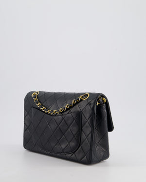 Chanel Black Vintage Classic Small Double Flap Bag in Lambskin Leather with 24K Gold Hardware