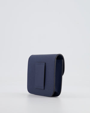 Hermès Constance Slim Belt Wallet Bag in Bleu Nuit Epsom Leather with Pocket and Gold Hardware