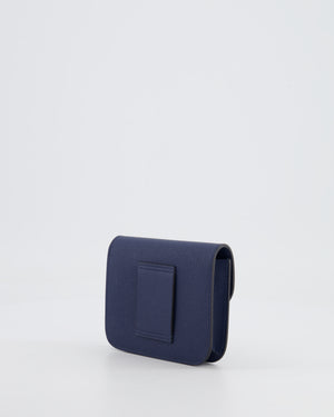 Hermès Constance Slim Belt Wallet Bag in Bleu Nuit Epsom Leather with Pocket and Gold Hardware