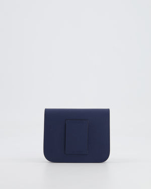 Hermès Constance Slim Belt Wallet Bag in Bleu Nuit Epsom Leather with Pocket and Gold Hardware