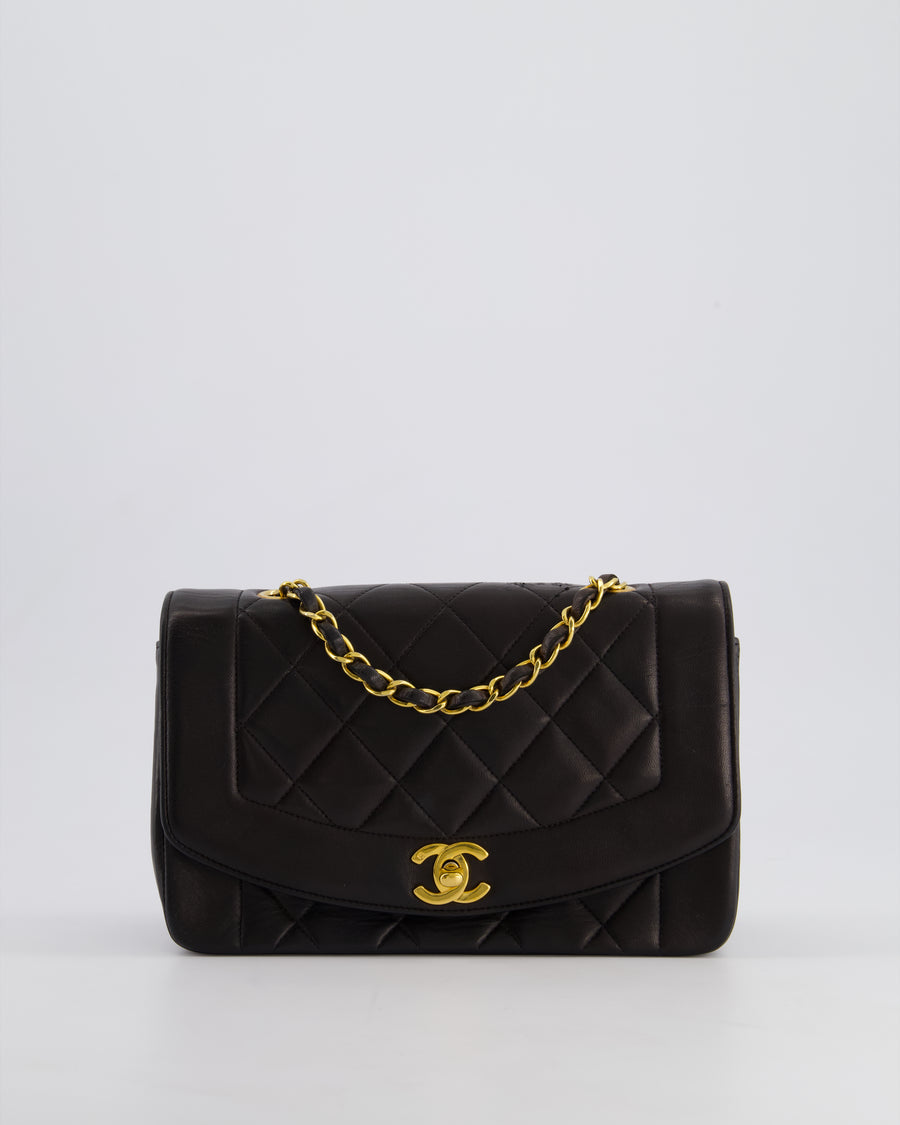 Chanel Vintage Espresso Small Diana Flap Bag in Lambskin Leather with 24K Gold Hardware