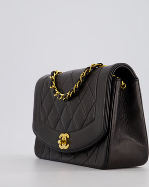 Chanel Vintage Espresso Small Diana Flap Bag in Lambskin Leather with 24K Gold Hardware