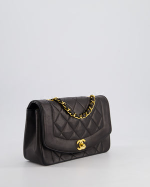 Chanel Vintage Espresso Small Diana Flap Bag in Lambskin Leather with 24K Gold Hardware