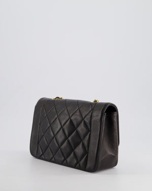 Chanel Vintage Espresso Small Diana Flap Bag in Lambskin Leather with 24K Gold Hardware