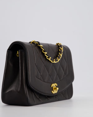 Chanel Vintage Espresso Small Diana Flap Bag in Lambskin Leather with 24K Gold Hardware