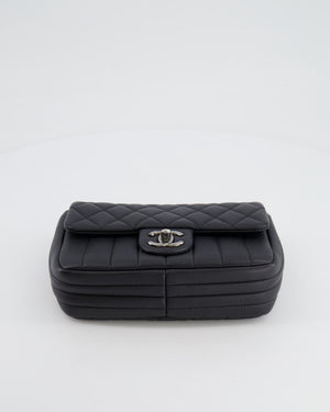 Chanel Black Small Single Flap Multi-Chain Bag in Grained Calfskin Leather with Gunmetal Hardware