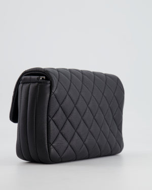 Chanel Black Small Single Flap Multi-Chain Bag in Grained Calfskin Leather with Gunmetal Hardware