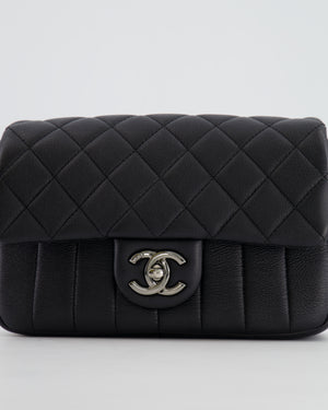 Chanel Black Small Single Flap Multi-Chain Bag in Grained Calfskin Leather with Gunmetal Hardware