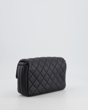 Chanel Black Small Single Flap Multi-Chain Bag in Grained Calfskin Leather with Gunmetal Hardware