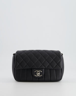 Chanel Black Small Single Flap Multi-Chain Bag in Grained Calfskin Leather with Gunmetal Hardware