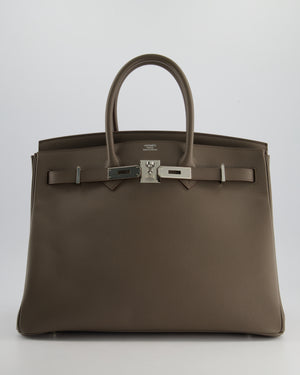 *HOT* Hermès Birkin 35cm Retourne Bag in Etan Epsom Leather with Palladium Hardware