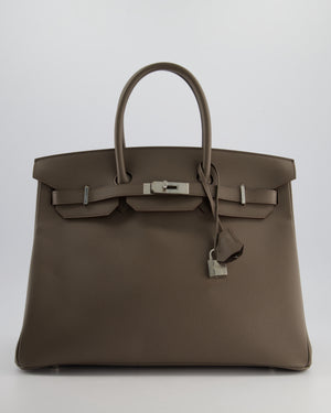 *HOT* Hermès Birkin 35cm Retourne Bag in Etan Epsom Leather with Palladium Hardware