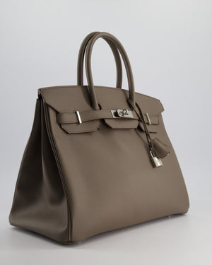 *HOT* Hermès Birkin 35cm Retourne Bag in Etan Epsom Leather with Palladium Hardware