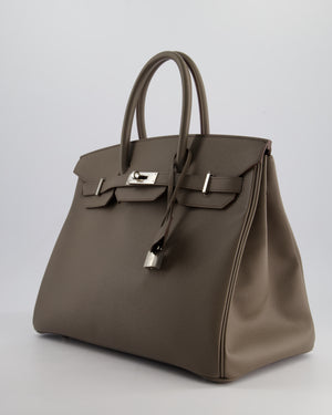 *HOT* Hermès Birkin 35cm Retourne Bag in Etan Epsom Leather with Palladium Hardware