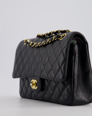 Chanel Black Medium Classic Double Flap Bag in Caviar Leather with Gold Hardware