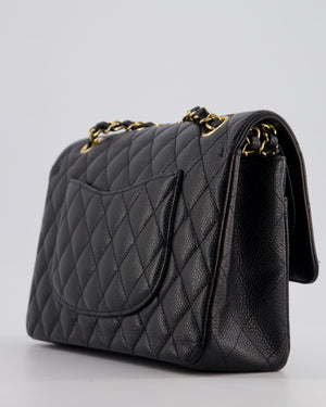 Chanel Black Medium Classic Double Flap Bag in Caviar Leather with Gold Hardware