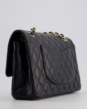 Chanel Black Medium Classic Double Flap Bag in Caviar Leather with Gold Hardware