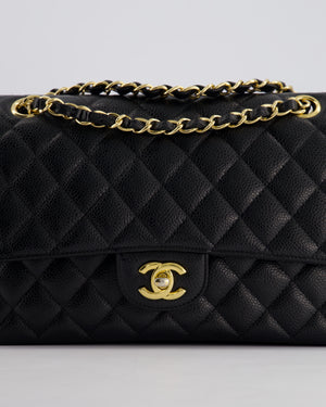 Chanel Black Medium Classic Double Flap Bag in Caviar Leather with Gold Hardware