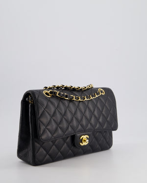 Chanel Black Medium Classic Double Flap Bag in Caviar Leather with Gold Hardware