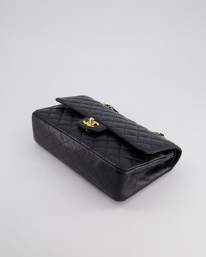 Chanel Black Medium Classic Double Flap Bag in Caviar Leather with Gold Hardware