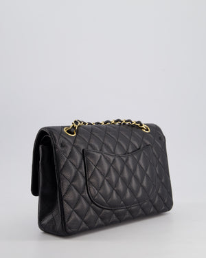 Chanel Black Medium Classic Double Flap Bag in Caviar Leather with Gold Hardware