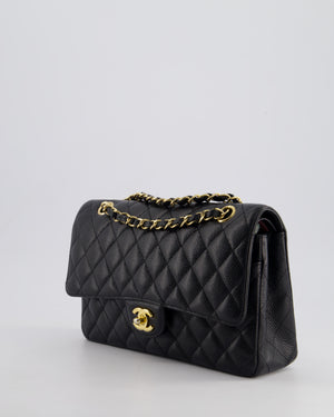 Chanel Black Medium Classic Double Flap Bag in Caviar Leather with Gold Hardware