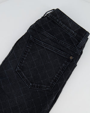 Chanel Dark Grey Quilted Skinny Jeans with Zip CC Logo Details Size FR 36 (UK 8)