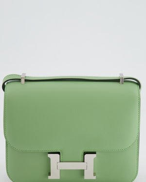 *FIRE PRICE* Hermès Constance III Mini Miroir 18cm Bag in Vert Criquet Swift Leather with Palladium Hardware