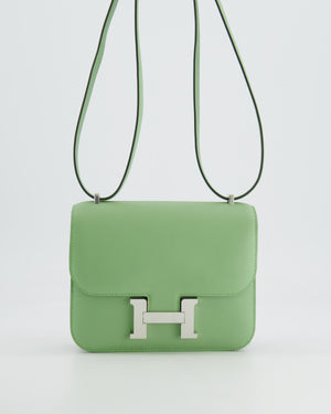 *FIRE PRICE* Hermès Constance III Mini Miroir 18cm Bag in Vert Criquet Swift Leather with Palladium Hardware