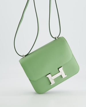 *FIRE PRICE* Hermès Constance III Mini Miroir 18cm Bag in Vert Criquet Swift Leather with Palladium Hardware