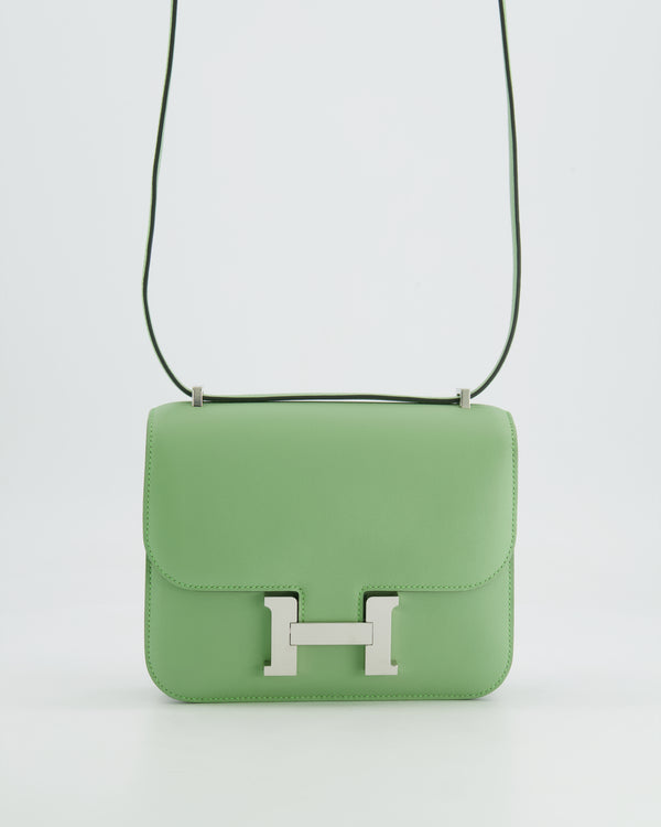 *FIRE PRICE* Hermès Constance III Mini Miroir 18cm Bag in Vert Criquet Swift Leather with Palladium Hardware