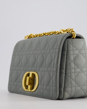 Christian Dior Grey Large Caro Supple Cannage Calfskin Leather Flap Bag With Gold Hardware RRP £3750