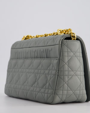 Christian Dior Grey Large Caro Supple Cannage Calfskin Leather Flap Bag With Gold Hardware RRP £3750