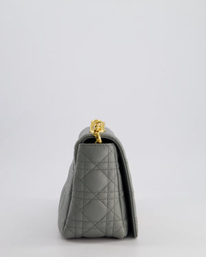 Christian Dior Grey Large Caro Supple Cannage Calfskin Leather Flap Bag With Gold Hardware RRP £3750