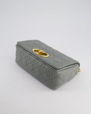 Christian Dior Grey Large Caro Supple Cannage Calfskin Leather Flap Bag With Gold Hardware RRP £3750