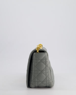 Christian Dior Grey Large Caro Supple Cannage Calfskin Leather Flap Bag With Gold Hardware RRP £3750