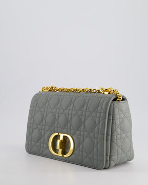 Christian Dior Grey Large Caro Supple Cannage Calfskin Leather Flap Bag With Gold Hardware RRP £3750