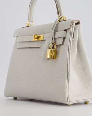 *HOLY GRAIL* Hermès Kelly Bag 25cm Retourne in Gris Perle Togo Leather with Gold Hardware