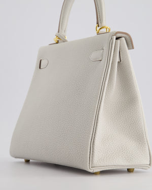 *HOLY GRAIL* Hermès Kelly Bag 25cm Retourne in Gris Perle Togo Leather with Gold Hardware