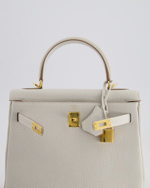 *HOLY GRAIL* Hermès Kelly Bag 25cm Retourne in Gris Perle Togo Leather with Gold Hardware