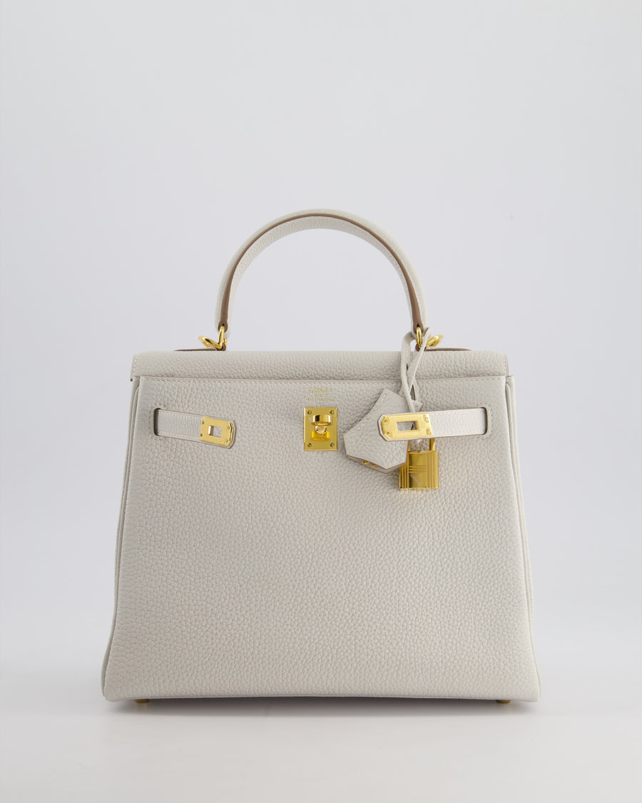 *HOLY GRAIL* Hermès Kelly Bag 25cm Retourne in Gris Perle Togo Leather with Gold Hardware