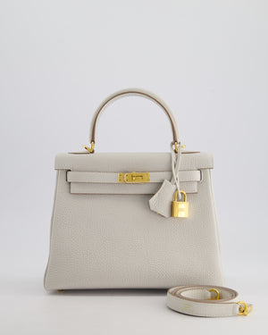 *HOLY GRAIL* Hermès Kelly Bag 25cm Retourne in Gris Perle Togo Leather with Gold Hardware