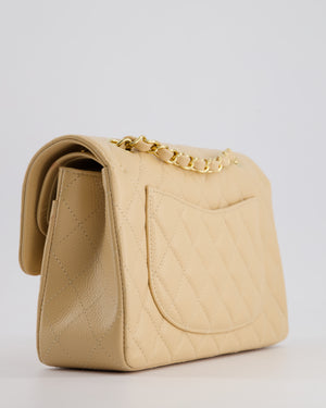 *RARE* Chanel Beige Small Classic Double Flap Bag in Caviar Leather with Gold Hardware