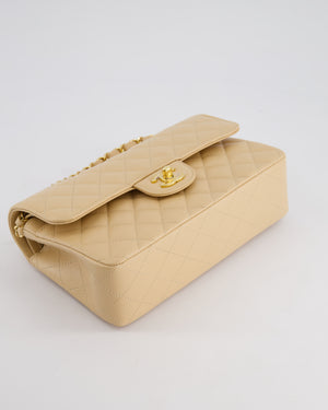 *RARE* Chanel Beige Small Classic Double Flap Bag in Caviar Leather with Gold Hardware