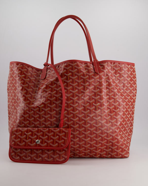 Goyard Saint Louis GM Shoulder Tote Bag in Red Goyardine Canvas and Chevroches Calfskin