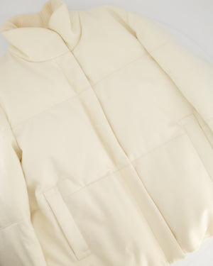 Loro Piana Cream Cashmere Puffer Down Jacket with Cuffed Sleeves Details Size IT 44 (UK 12) RRP 4200£