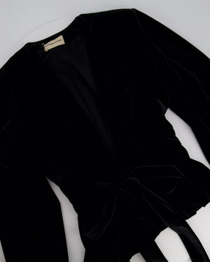 Alexandre Vauthier Black Velvet Top with Shoulder Pads and Belt Detail FR 34 (UK 6-8)