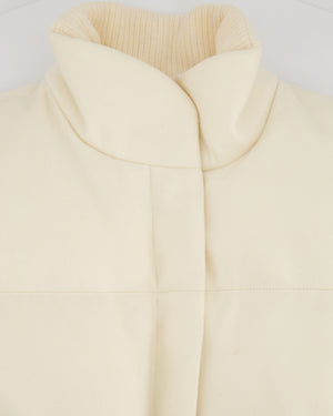 Loro Piana Cream Cashmere Puffer Down Jacket with Cuffed Sleeves Details Size IT 44 (UK 12) RRP 4200£