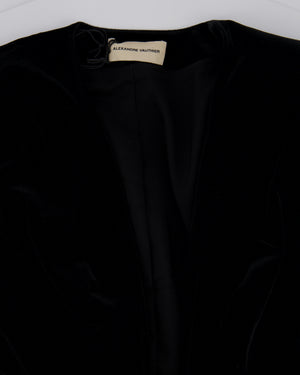 Alexandre Vauthier Black Velvet Top with Shoulder Pads and Belt Detail FR 34 (UK 6-8)