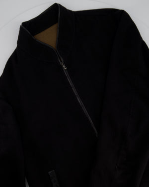 Unbranded Black Cashmere Varsity Bomber Jacket with Croc Embossed Detail Size XL (EU 52)